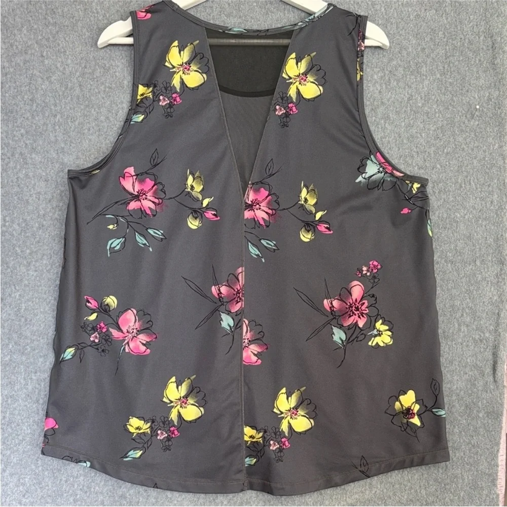 Ideology Sleeveless Tank Top - XL Gray with Pink Teal and Yellow Accents - Picture 2 of 9